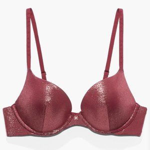 Savage X Fenty Core Microfiber Metallic Push-Up Bra in Red Cocoa Size 38B - NWT